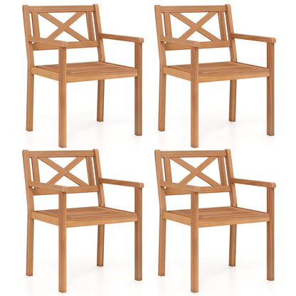 Acacia Wood Patio Dining Chairs, Set of 4, Outdoor Garden Patio Dining Chairs Options at Gallery Canada
