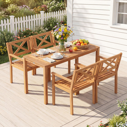 Acacia Wood Patio Dining Chairs, Set of 4, Outdoor Garden Patio Dining Chairs at Gallery Canada