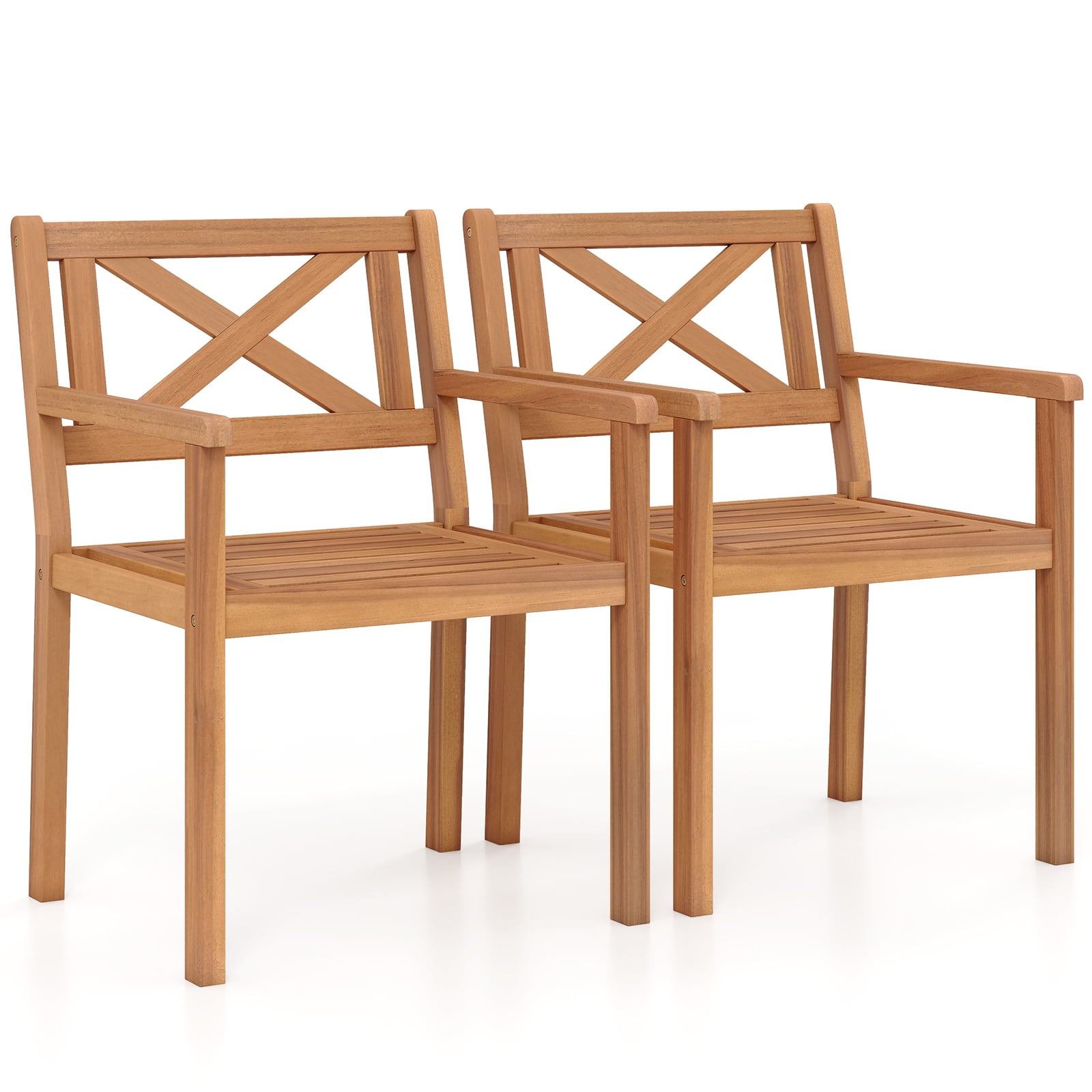 Acacia Wood Patio Dining Chairs, Set of 2, Outdoor Garden Porch Patio Dining Chairs Options at Gallery Canada