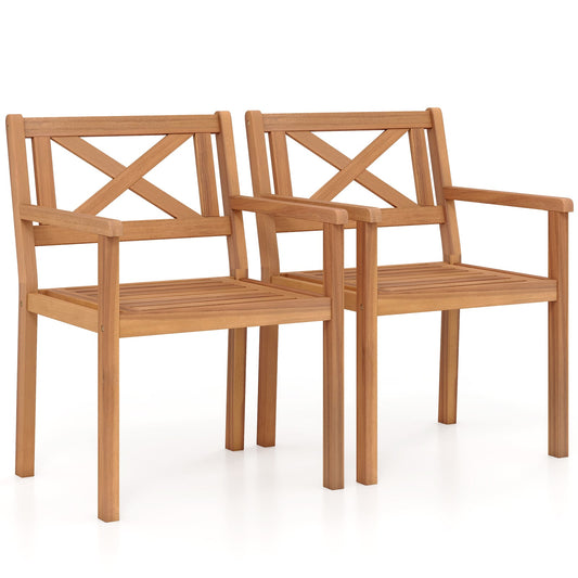 Acacia Wood Patio Dining Chairs, Set of 2, Outdoor Garden Porch Patio Dining Chairs Options at Gallery Canada