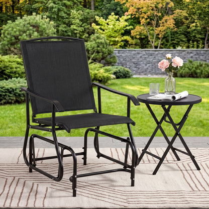 Outdoor Glider Chair with Metal Frame and Armrests, Black Patio Rocking Chairs & Gliders at Gallery Canada