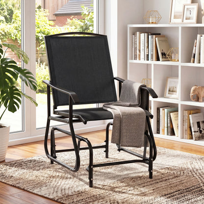 Outdoor Glider Chair with Metal Frame and Armrests, Black Patio Rocking Chairs & Gliders at Gallery Canada