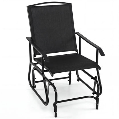 Outdoor Glider Chair with Metal Frame and Armrests, Black Patio Rocking Chairs & Gliders Black at Gallery Canada