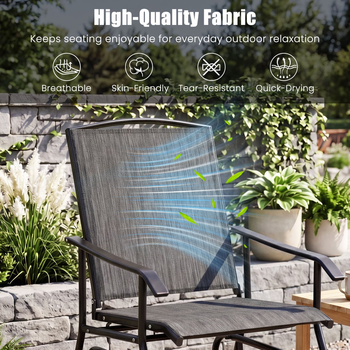Outdoor Glider Chair, Metal Frame, Gray