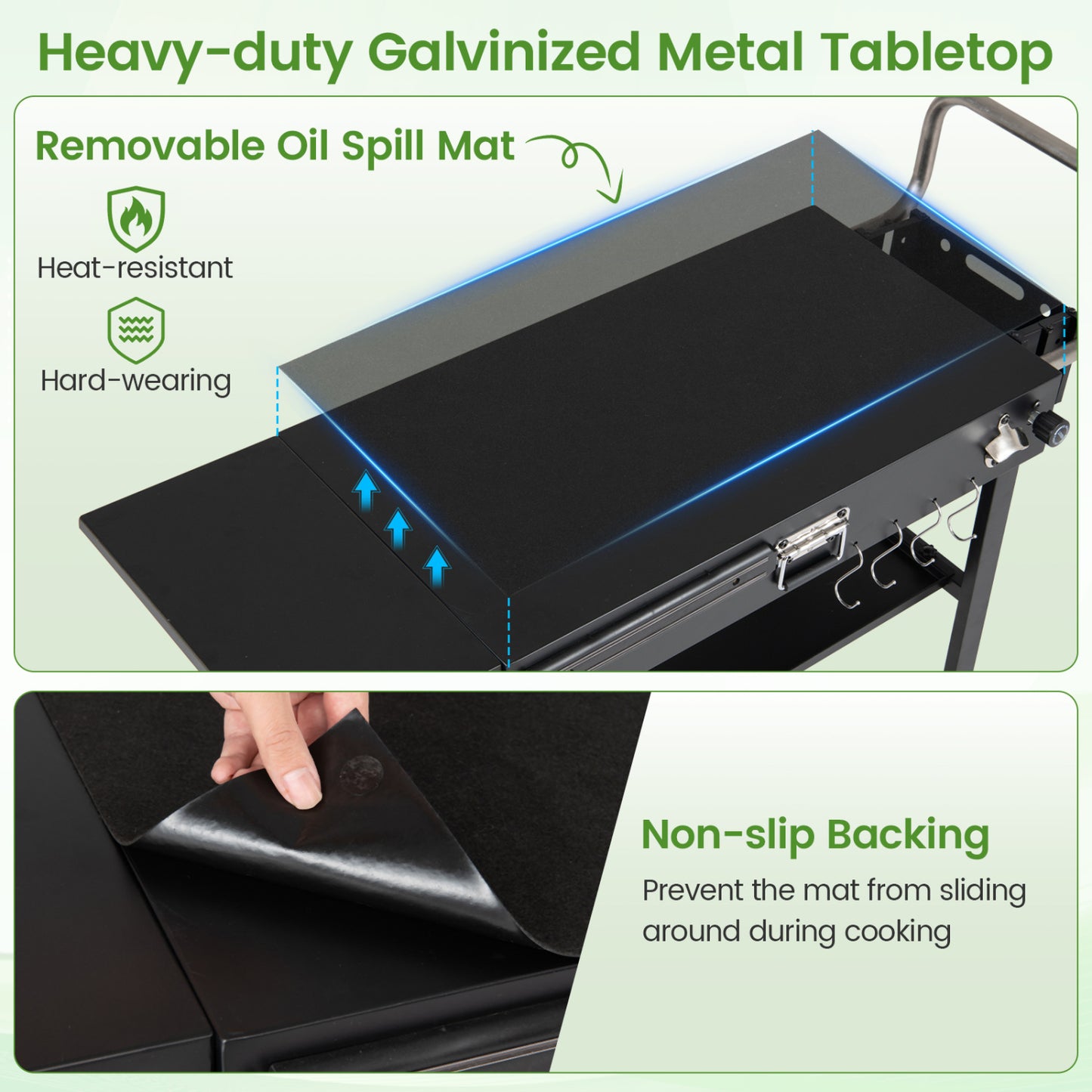 Outdoor Grill Cart, Foldable Table for Blackstone Griddle, 31 x 17", Black