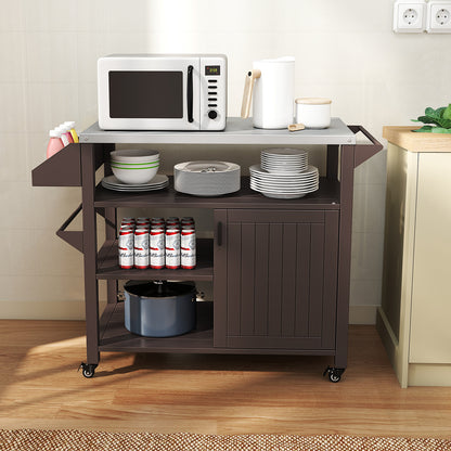 Outdoor Grill Cart with Storage Cabinet Shelves and Stainless Steel Top, Brown Outdoor Grills at Gallery Canada