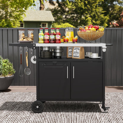Outdoor Grill Cart with Storage and Folding Stainless Steel Top, Black Outdoor Grills at Gallery Canada