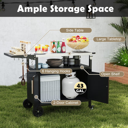 Outdoor Grill Cart with Storage and Folding Stainless Steel Top, Black Outdoor Grills at Gallery Canada