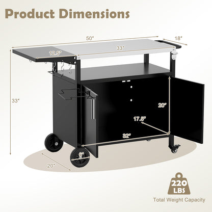 Outdoor Grill Cart with Storage and Folding Stainless Steel Top, Black Outdoor Grills at Gallery Canada