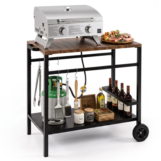 Outdoor Grill Cart with Spice Rack, Brown Patio Dining Sets Brown at Gallery Canada
