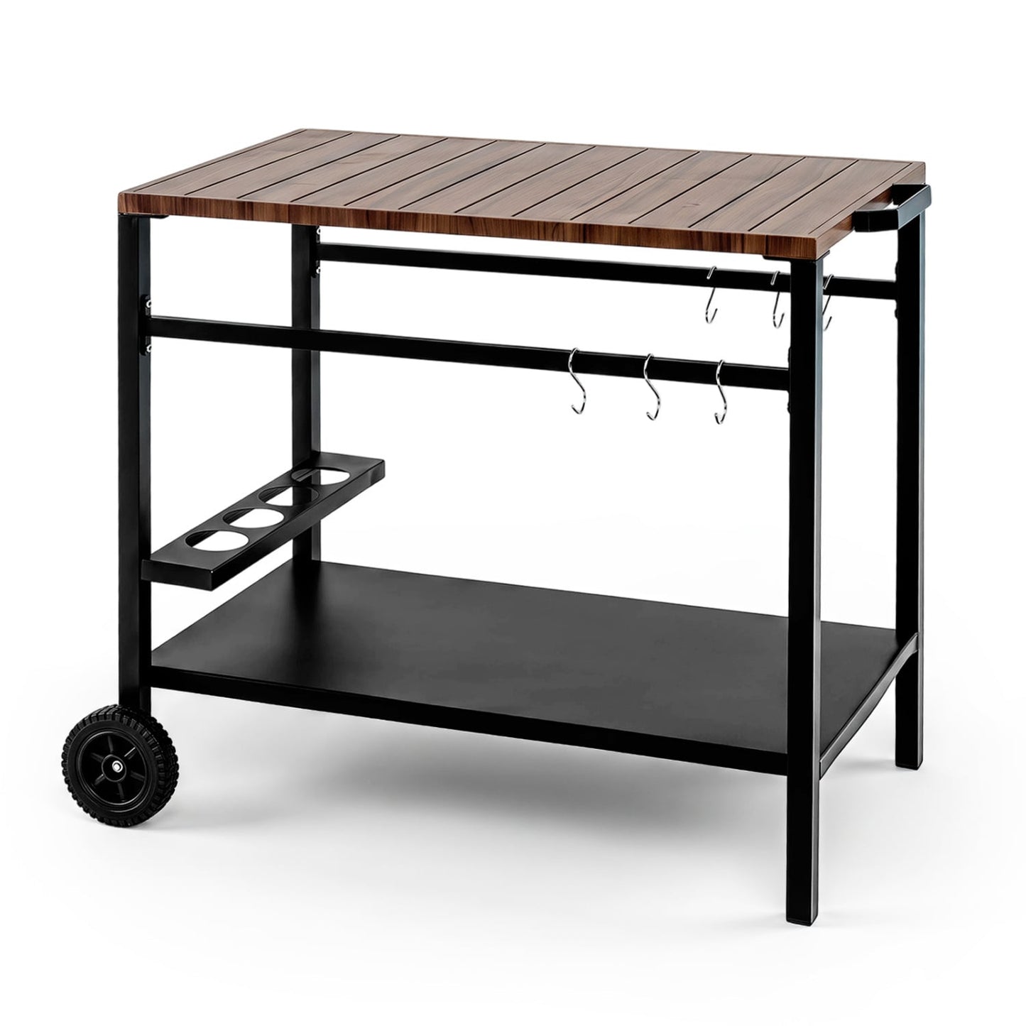 Outdoor Grill Cart with Spice Rack, Brown