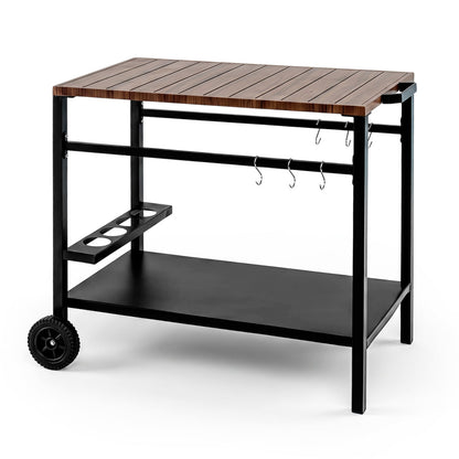 Outdoor Grill Cart with Spice Rack, Brown