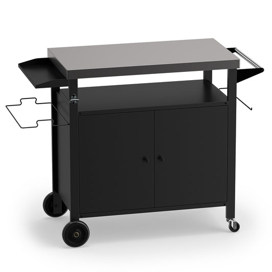 Outdoor Grill Cart, Stainless Steel Top, 2-Door Cabinet, Black Outdoor Grills Black at Gallery Canada