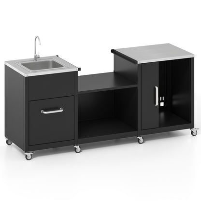 Outdoor Grill Table With Sink, Heavy Duty Metal Cart, Black Camping Furniture at Gallery Canada