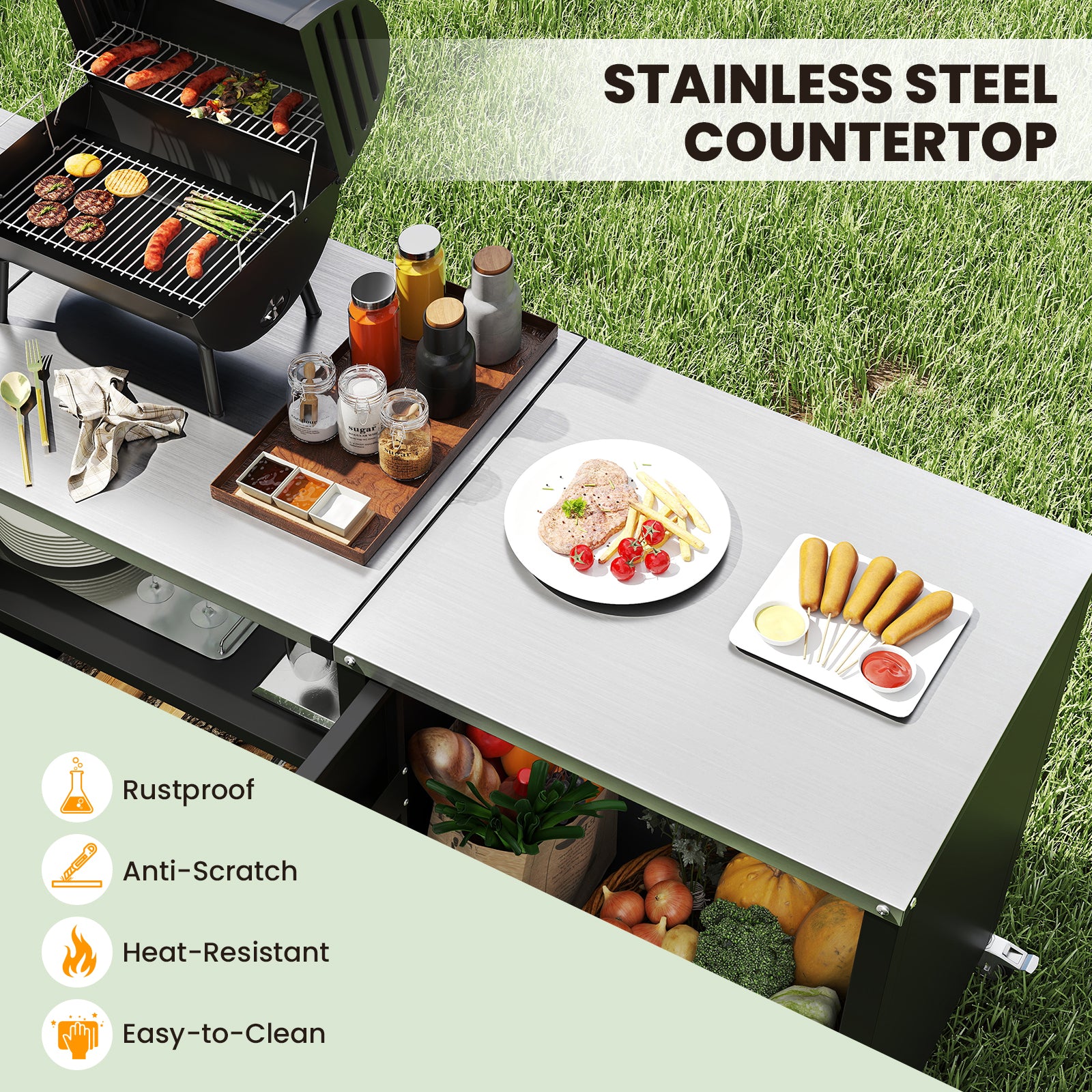 Outdoor Grill Table With Sink, Heavy Duty Metal Cart, Black Camping Furniture at Gallery Canada