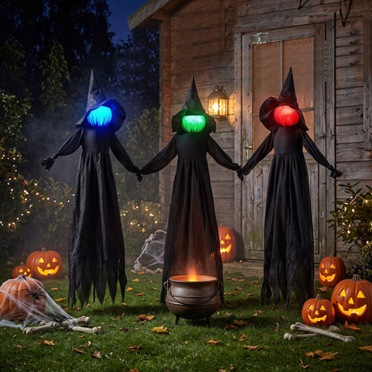 Halloween Witch Decoration, LED Lighted Face, Outdoor