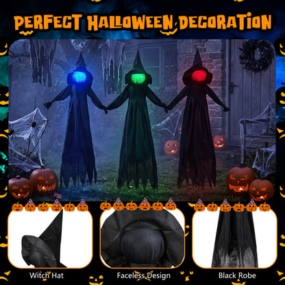 Halloween Witch Decoration, LED Lighted Face, Outdoor