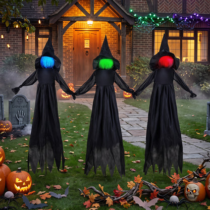 Halloween Witch Decoration, LED Lighted Face, Outdoor