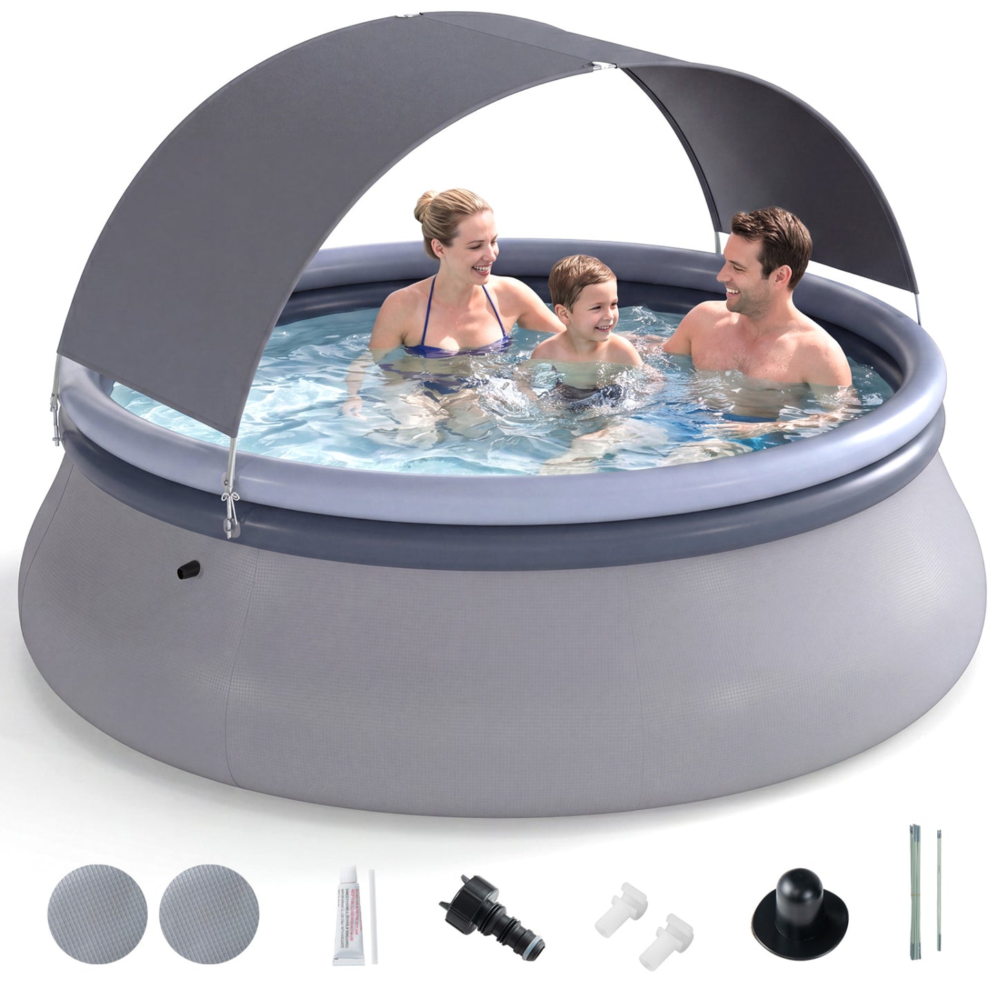 Outdoor Inflatable Pool with Sunshade Canopy-S Swimming Pools at Gallery Canada
