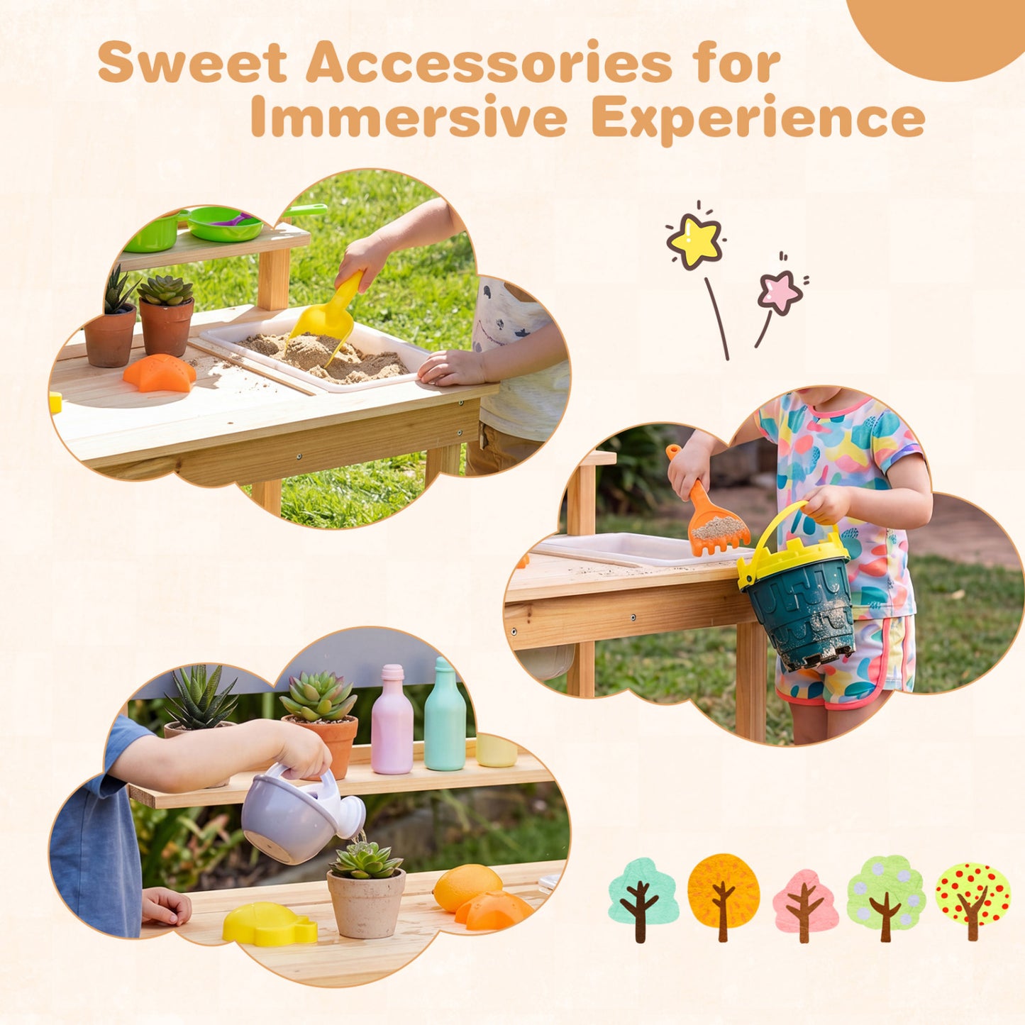 Outdoor Kids Mud Kitchen with Extended Tabletop and Water Tank, Natural Play Kitchen Sets at Gallery Canada