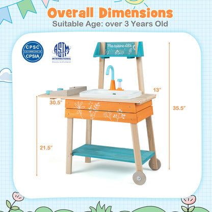Kids Wooden Play Kitchen Set with Removable Sink, Orange Play Kitchen Sets at Gallery Canada