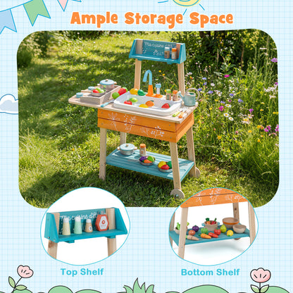 Kids Wooden Play Kitchen Set with Removable Sink, Orange Play Kitchen Sets at Gallery Canada