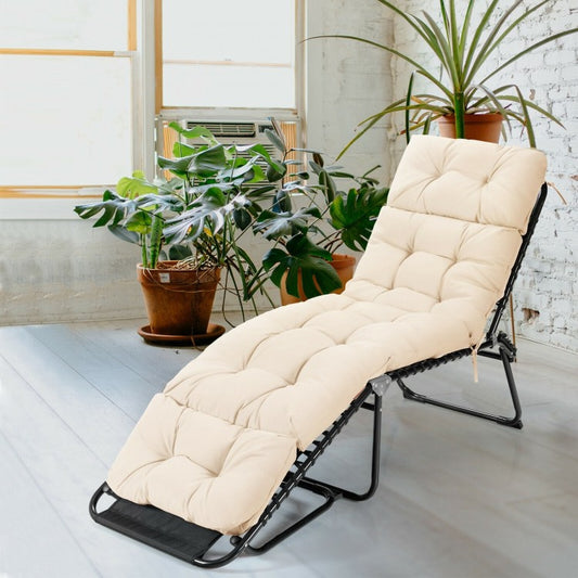 Outdoor Lounge Chaise Cushion With String Ties, Beige Outdoor Chaise Lounges Beige at Gallery Canada