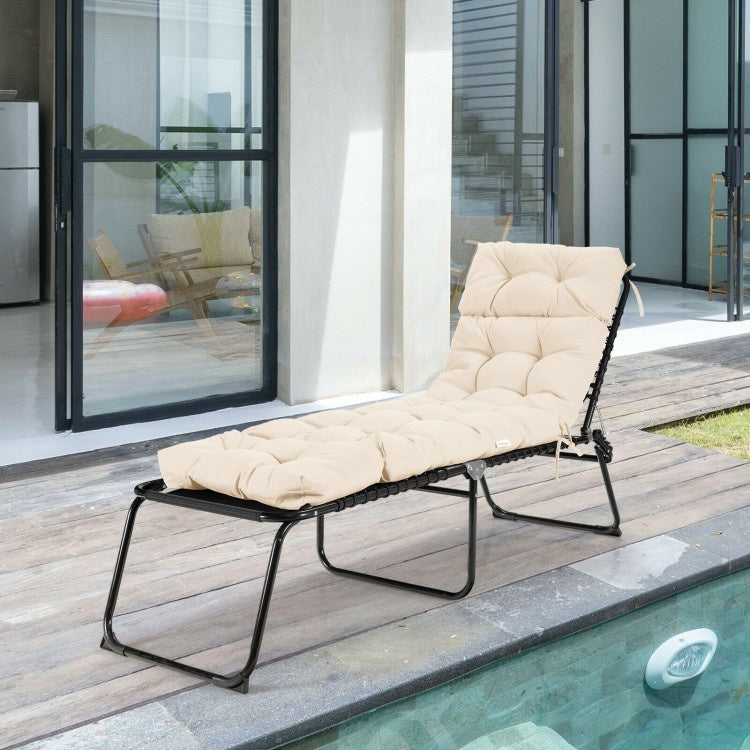 Outdoor Lounge Chaise Cushion With String Ties, Beige Outdoor Chaise Lounges at Gallery Canada