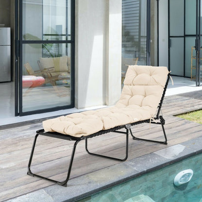 Outdoor Lounge Chaise Cushion With String Ties, Beige Outdoor Chaise Lounges at Gallery Canada