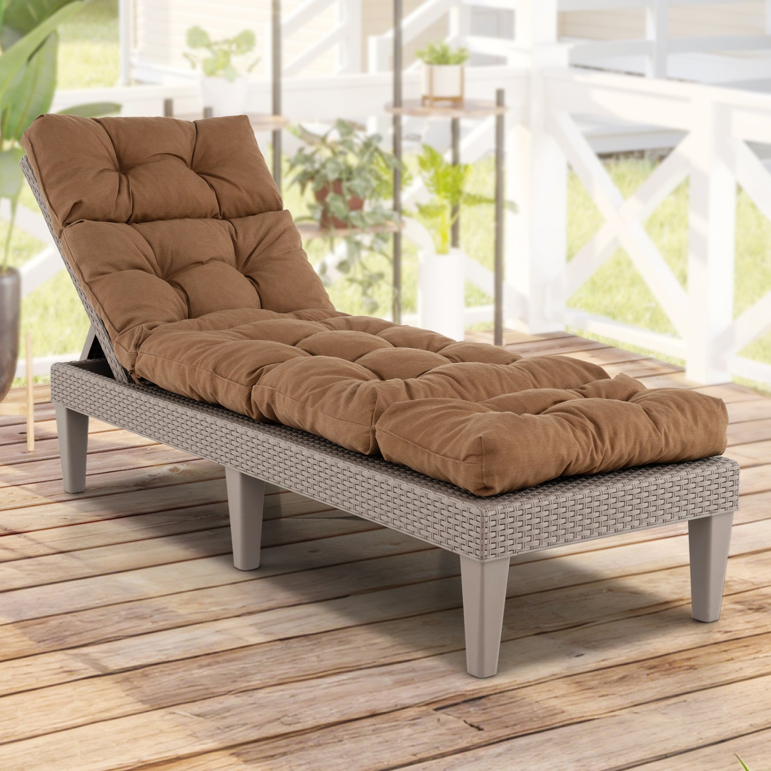 Outdoor Lounge Chaise Cushion, With String Ties, Brown Outdoor Chaise Lounges at Gallery Canada