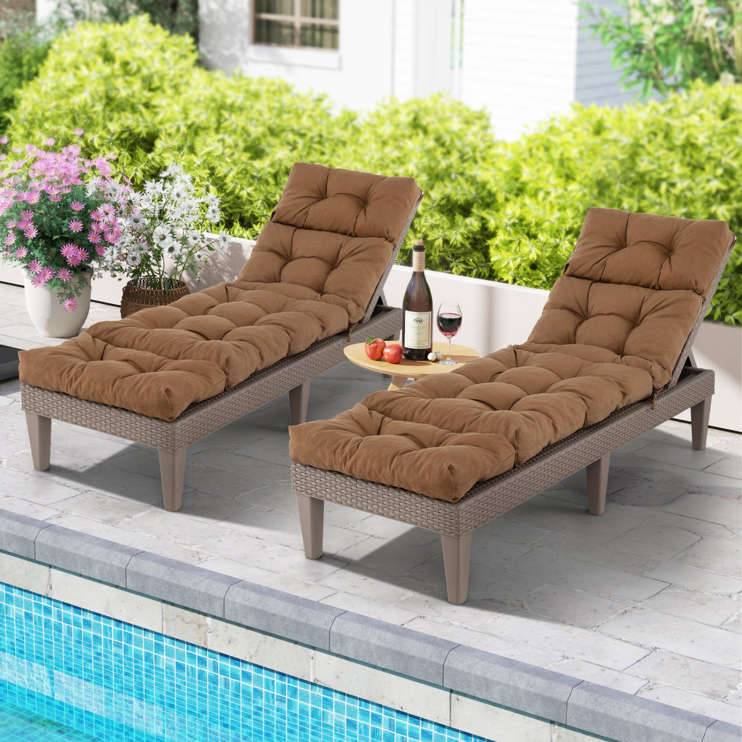 Outdoor Lounge Chaise Cushion, With String Ties, Brown Outdoor Chaise Lounges at Gallery Canada