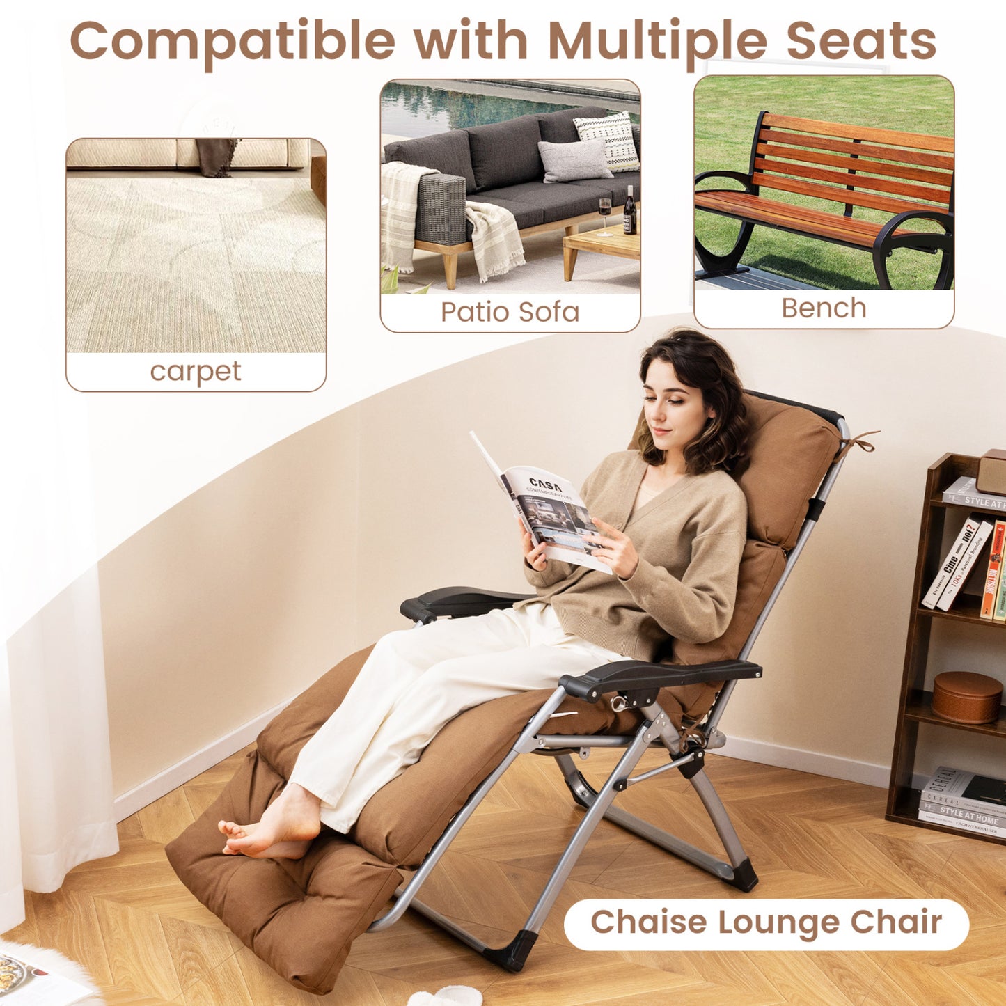Outdoor Lounge Chaise Cushion, With String Ties, Brown Outdoor Chaise Lounges at Gallery Canada