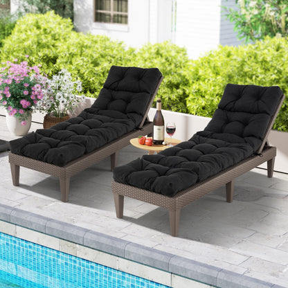 Outdoor Lounge Chaise Cushion with String Ties for Garden Poolside, Black Outdoor Chaise Lounges at Gallery Canada