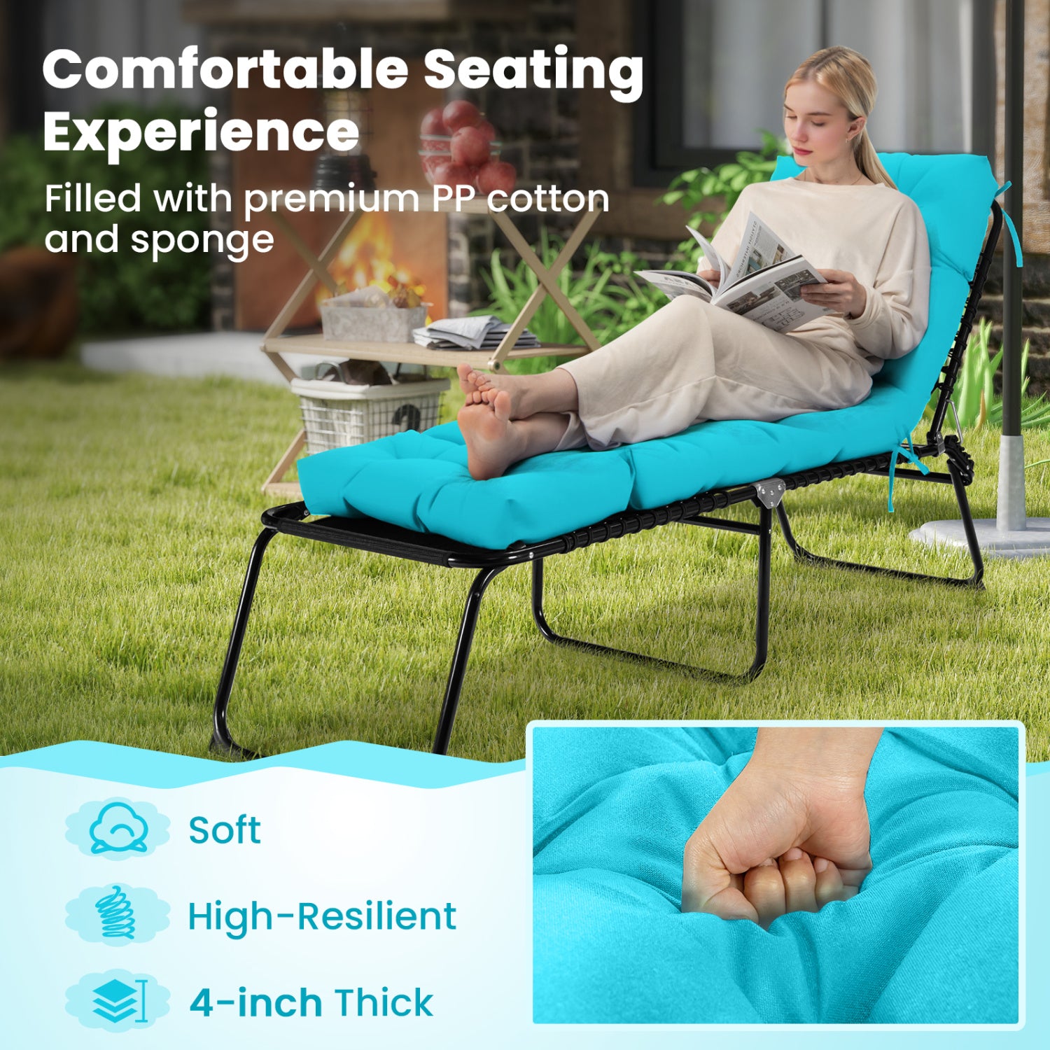 Outdoor Chaise Cushion With String Ties, Green Outdoor Chaise Lounges at Gallery Canada