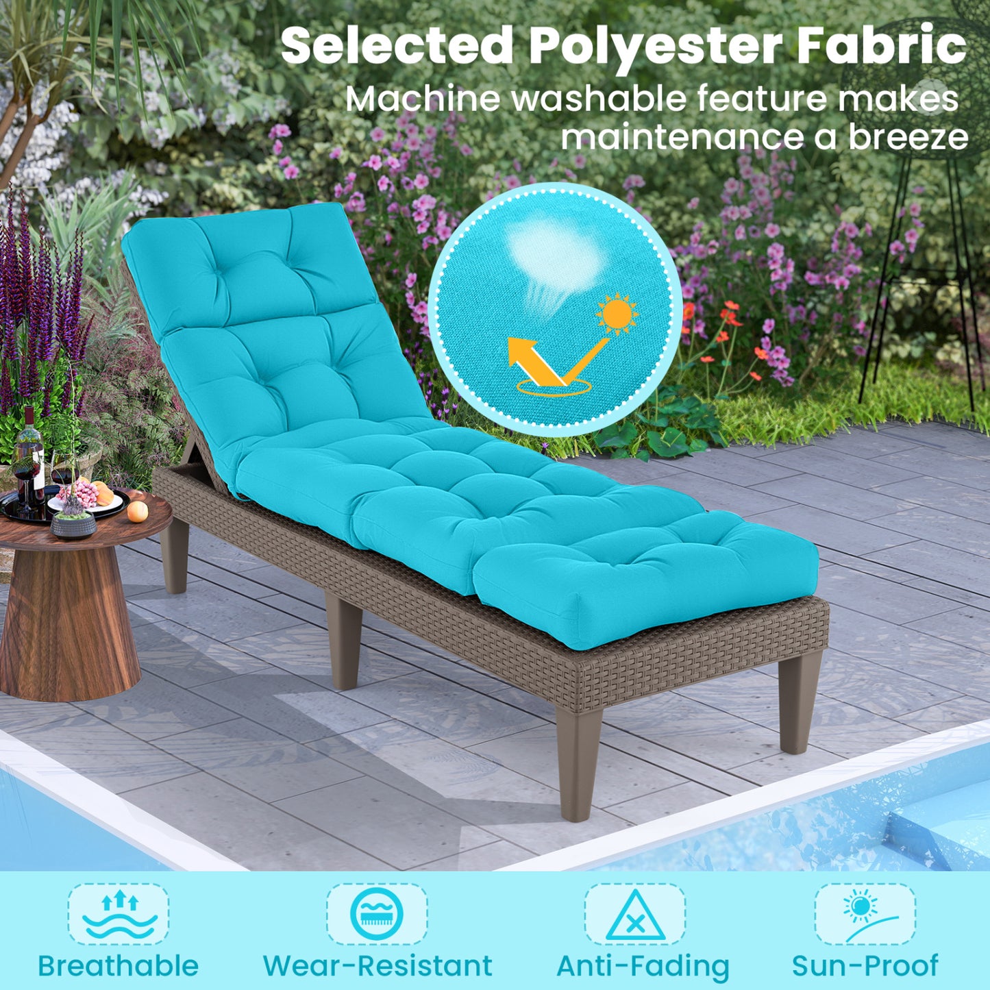 Outdoor Chaise Cushion With String Ties, Green Outdoor Chaise Lounges at Gallery Canada