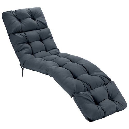 Outdoor Chaise Cushion With String Ties, Gray