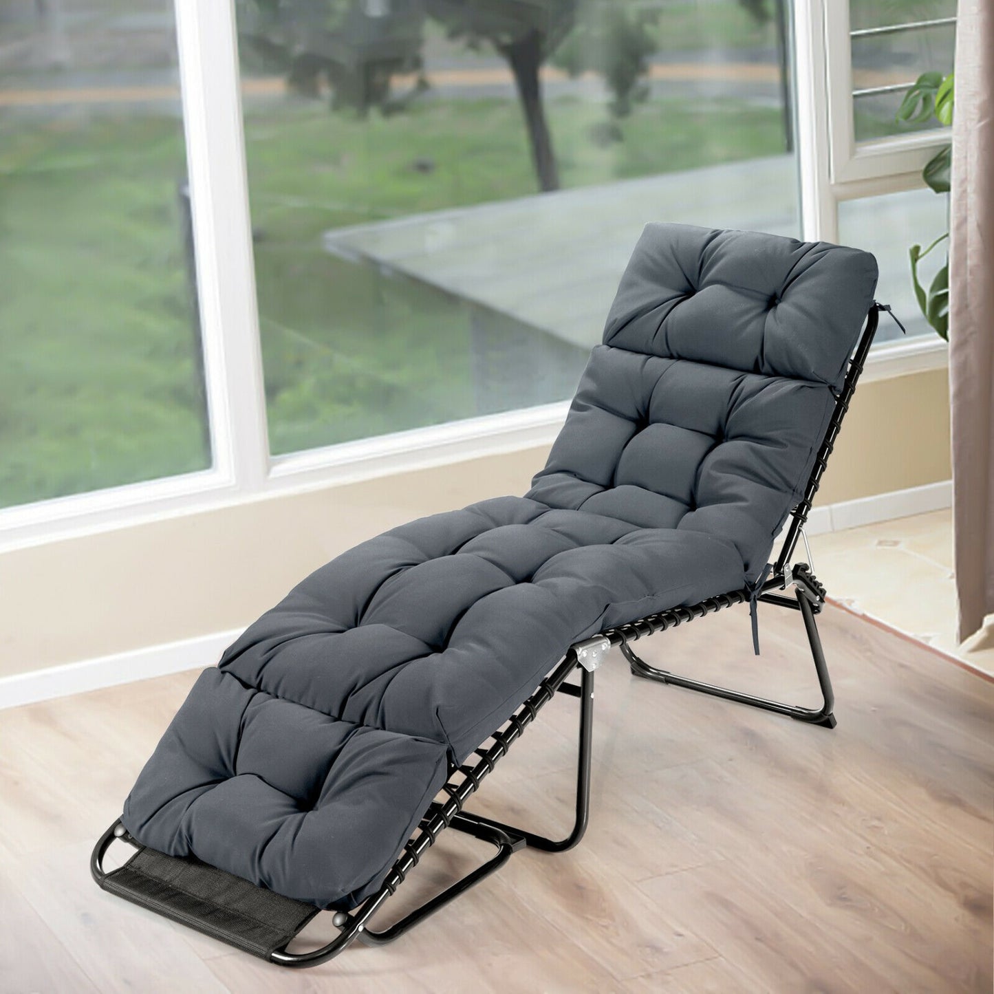 Outdoor Chaise Cushion With String Ties, Gray Outdoor Chaise Lounges at Gallery Canada