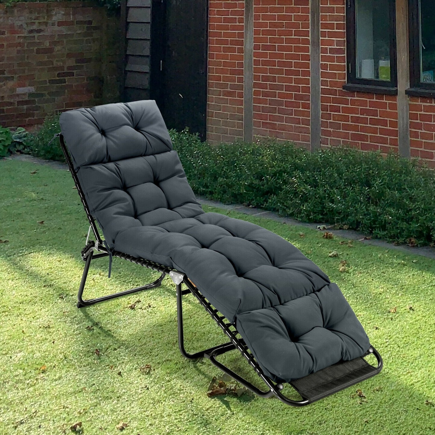 Outdoor Chaise Cushion With String Ties, Gray Outdoor Chaise Lounges at Gallery Canada