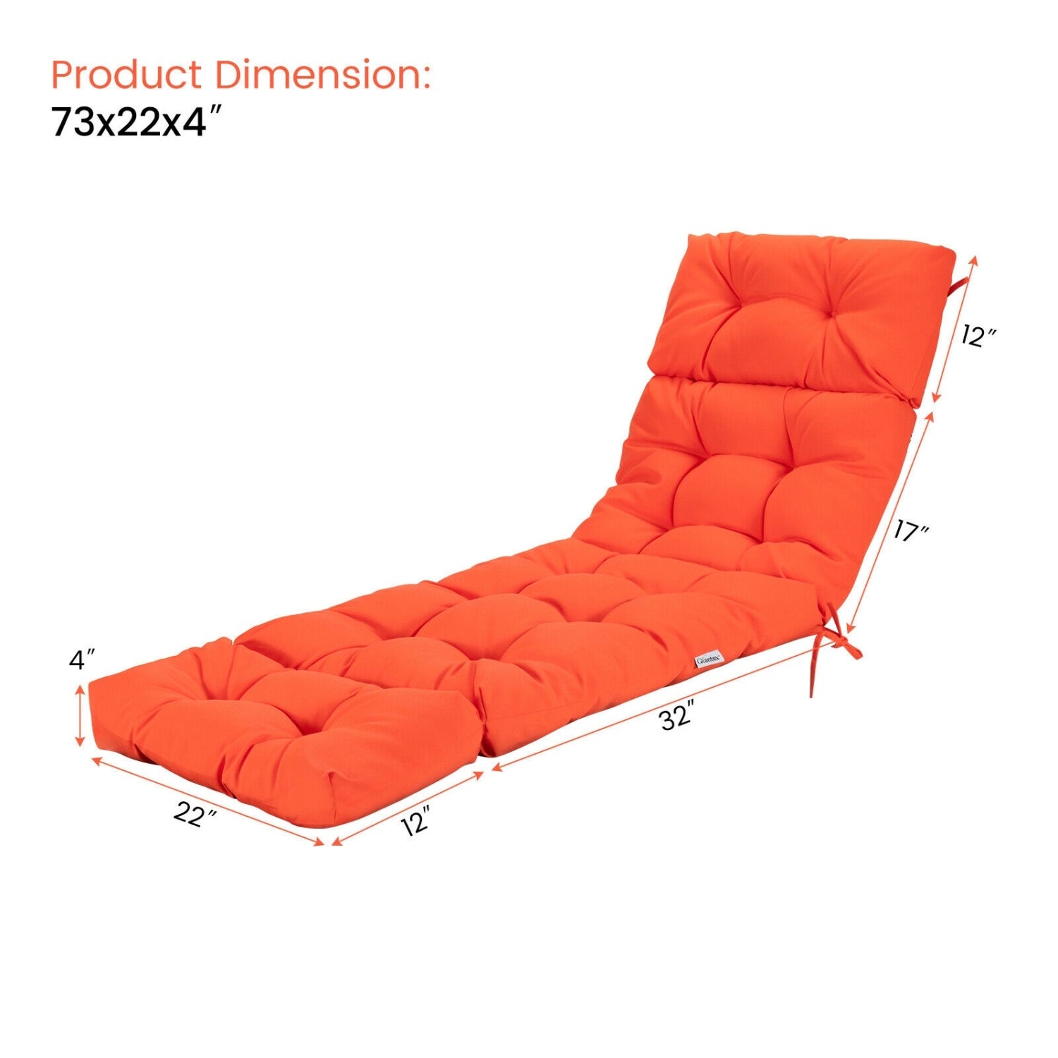 Outdoor Chaise Cushion With String Ties, Orange Outdoor Chaise Lounges at Gallery Canada
