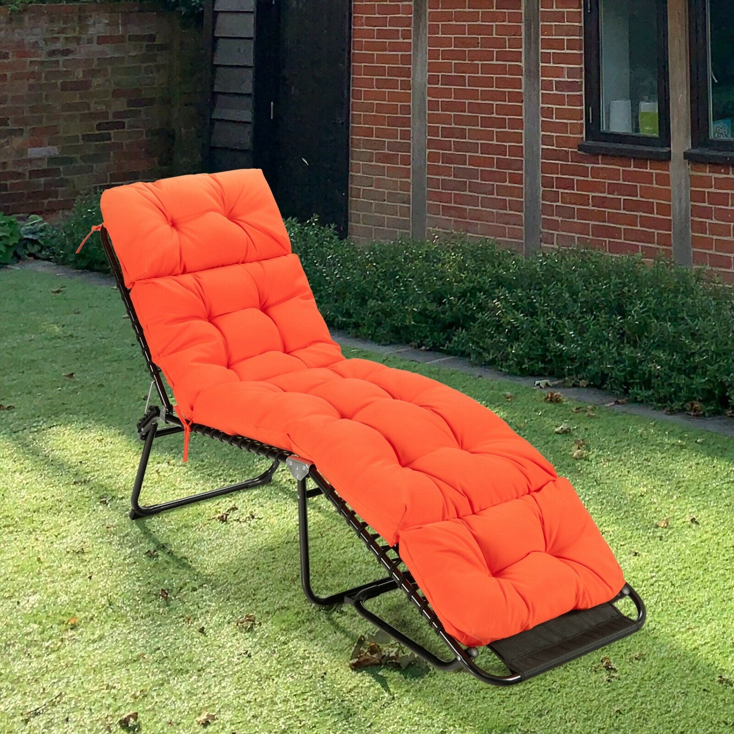 Outdoor Chaise Cushion With String Ties, Orange Outdoor Chaise Lounges at Gallery Canada