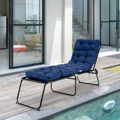 Outdoor Lounge Chaise Cushion, With String Ties, Navy Outdoor Chaise Lounges at Gallery Canada