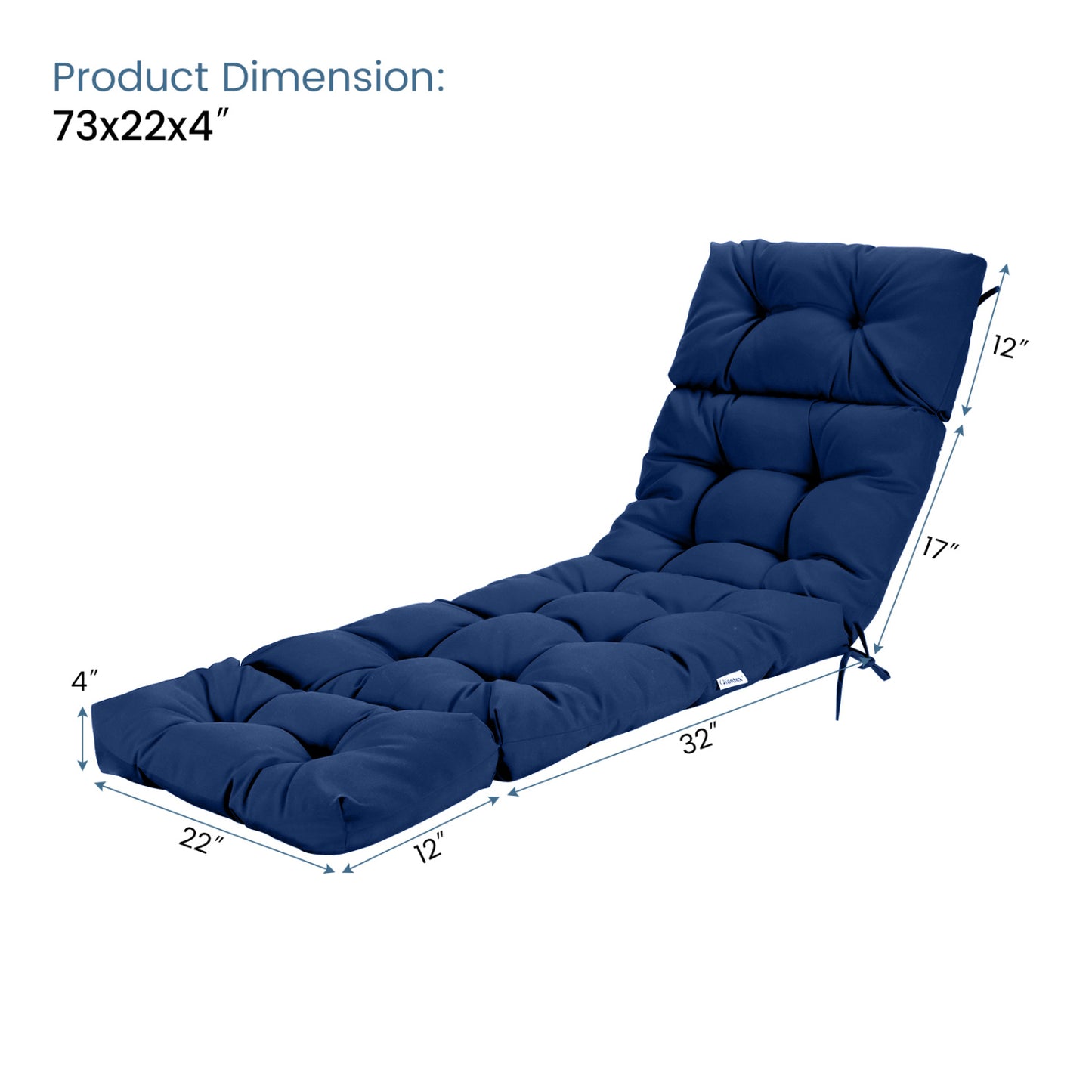Outdoor Lounge Chaise Cushion, With String Ties, Navy Outdoor Chaise Lounges at Gallery Canada