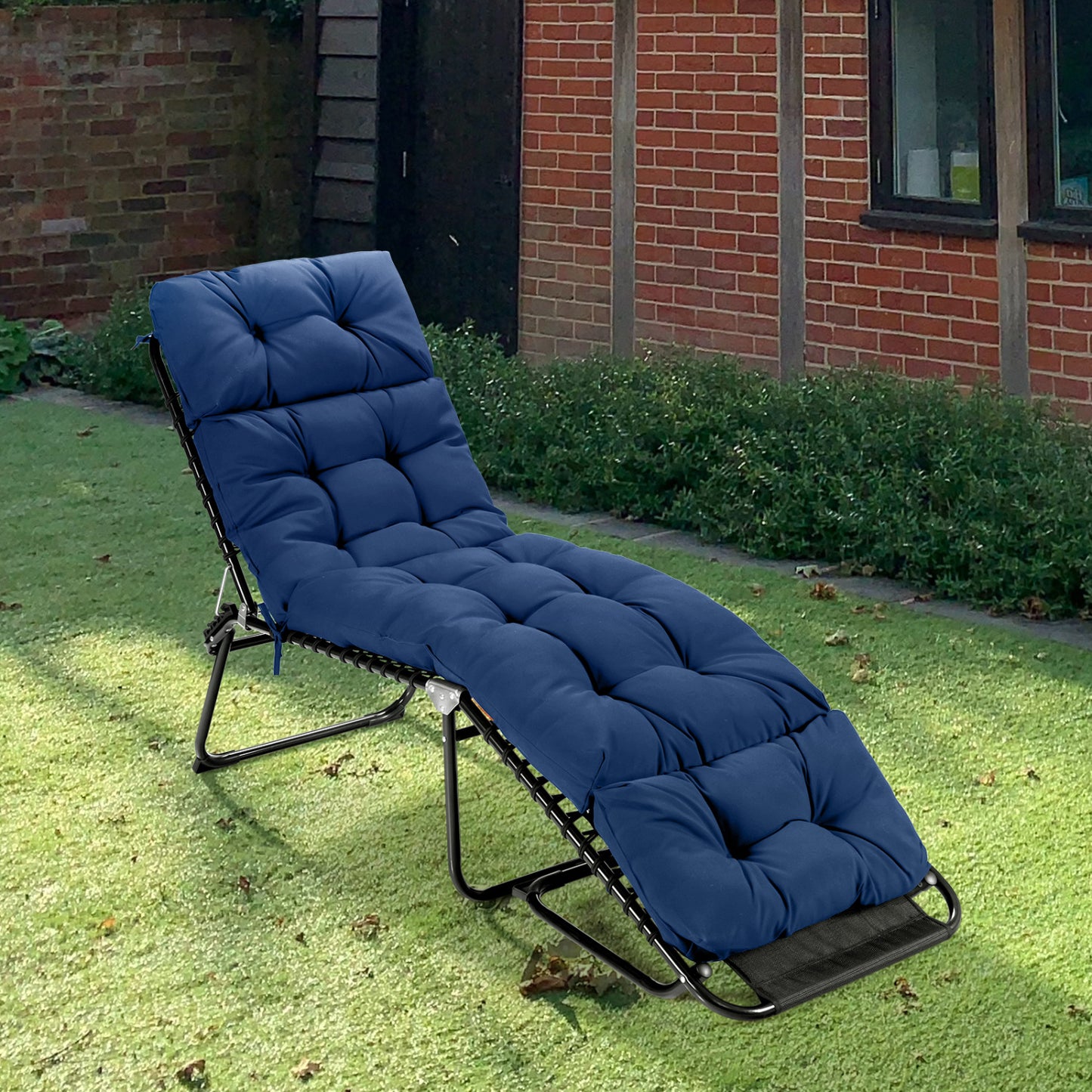 Outdoor Lounge Chaise Cushion, With String Ties, Navy Outdoor Chaise Lounges at Gallery Canada
