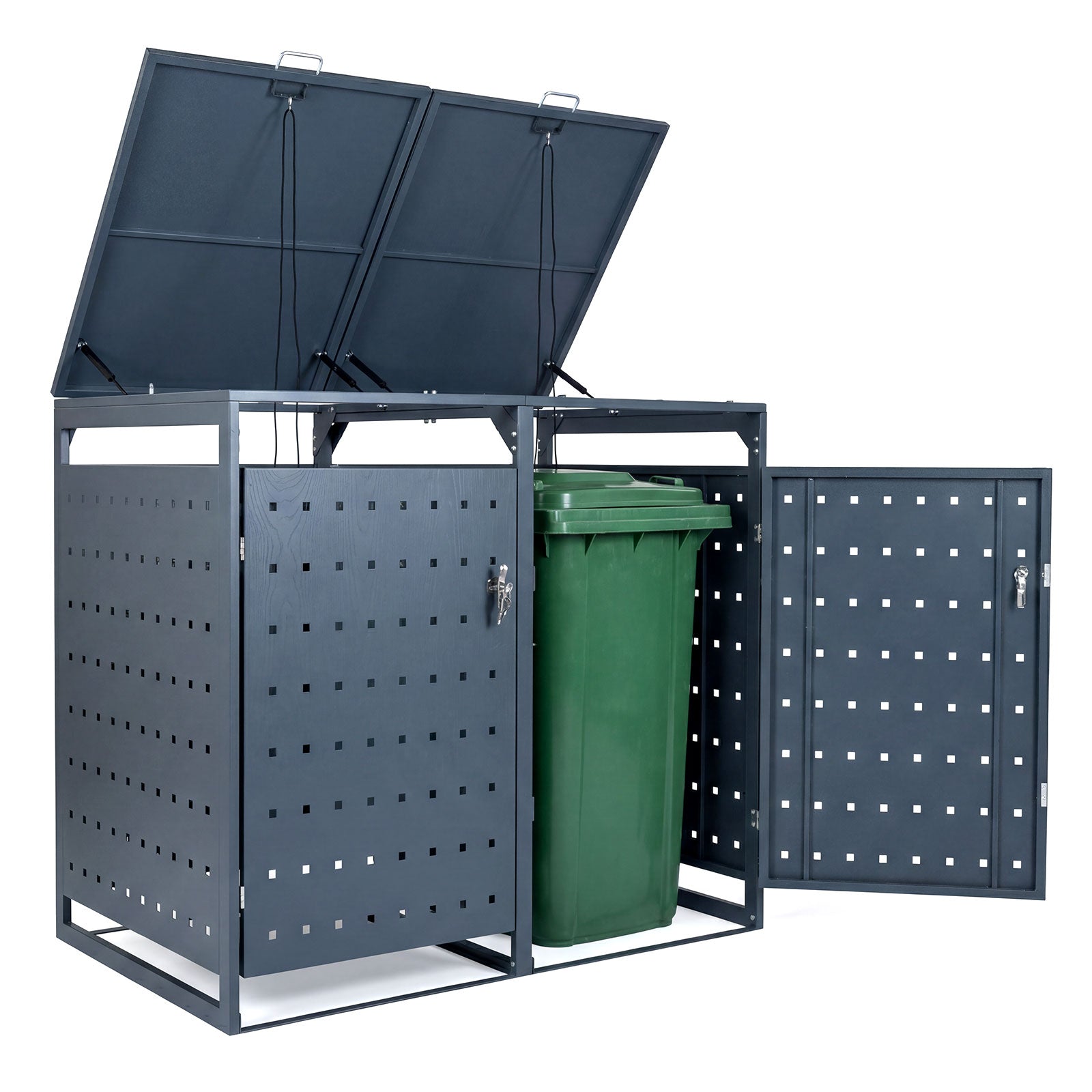 Outdoor Metal Garbage Bin Storage Shed for 2 Trash Cans Double Trash Can Enclosure, Gray Sheds & Outdoor Storage at Gallery Canada