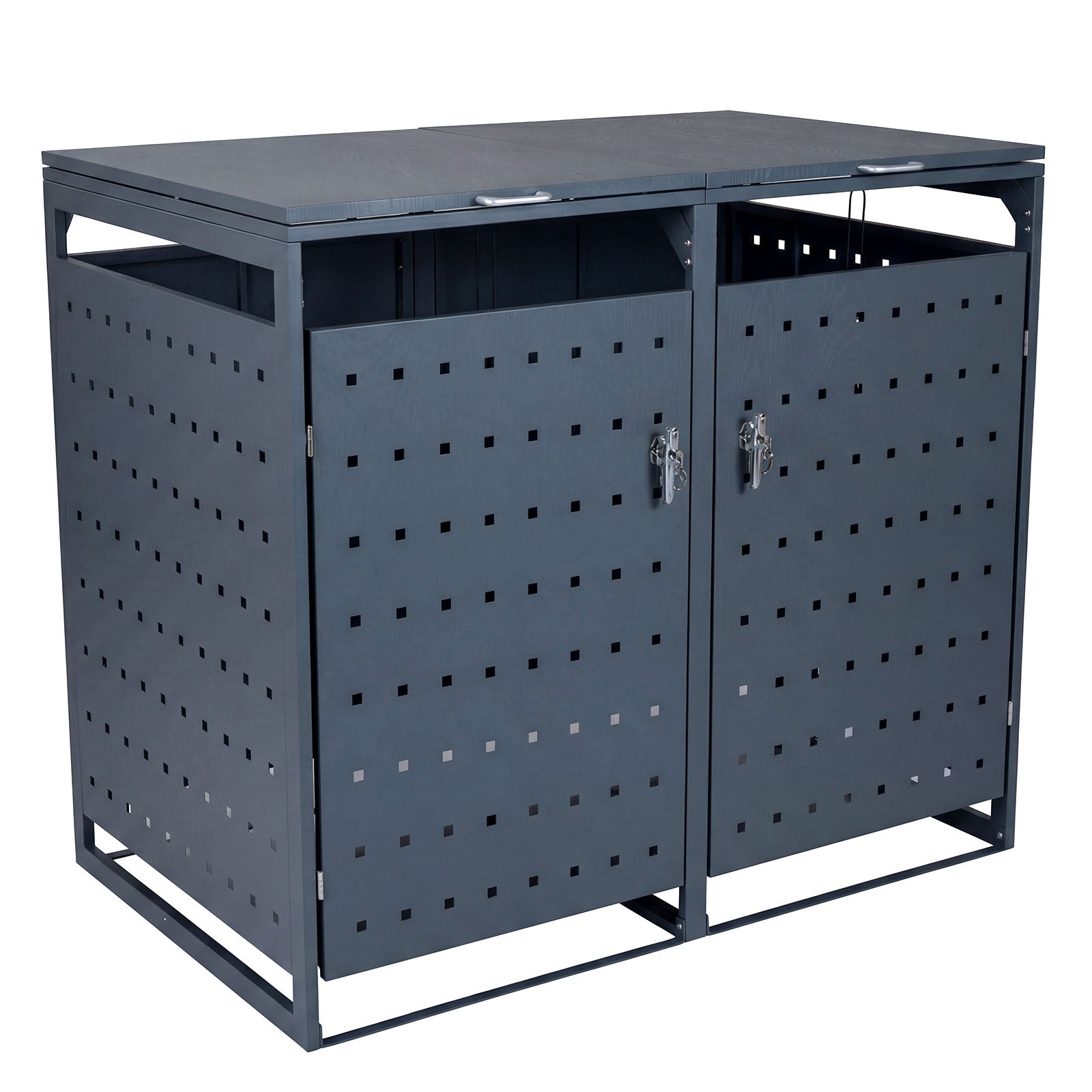 Outdoor Metal Garbage Bin Storage Shed for 2 Trash Cans Double Trash Can Enclosure, Gray Sheds & Outdoor Storage Gray at Gallery Canada