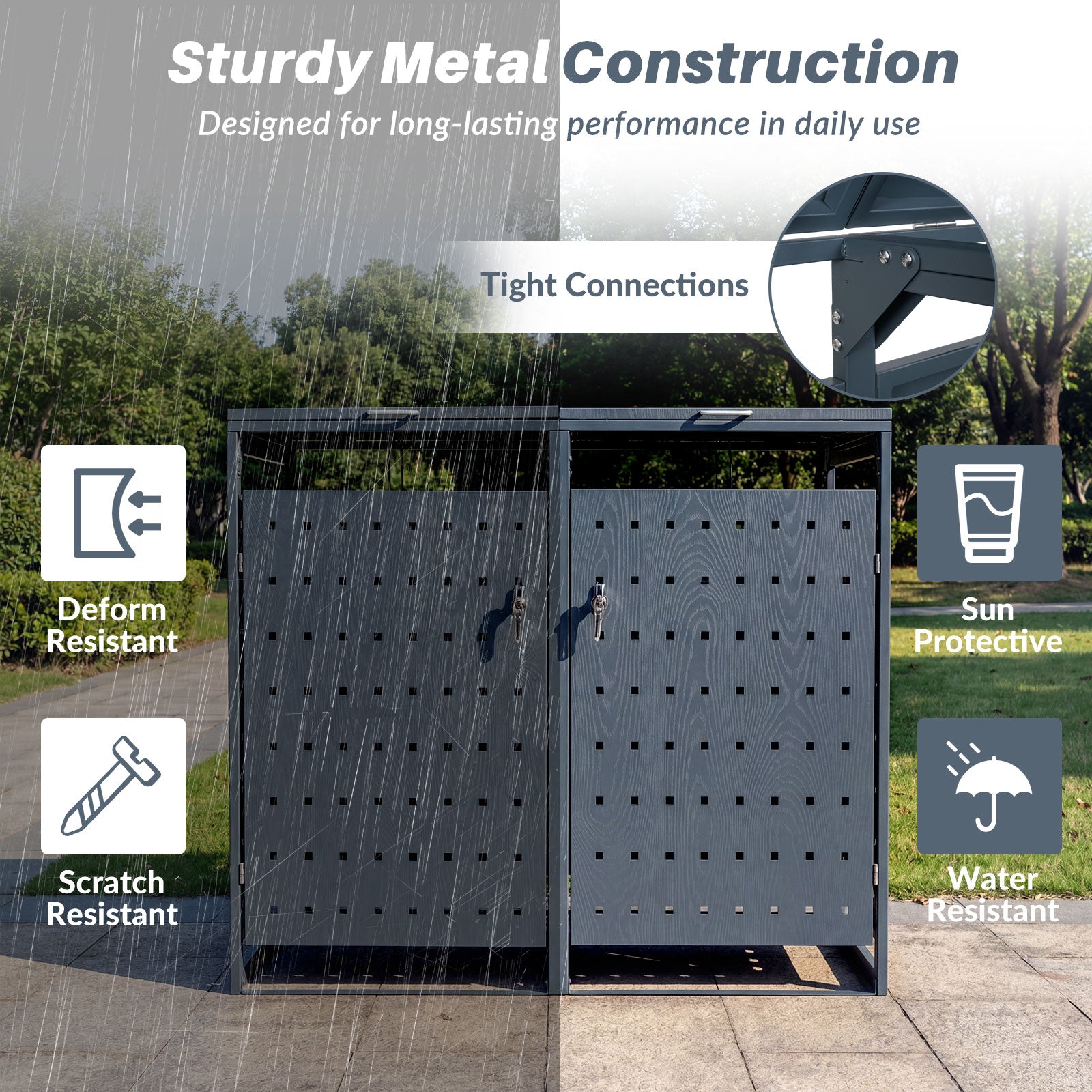 Outdoor Metal Garbage Bin Storage Shed for 2 Trash Cans Double Trash Can Enclosure, Gray Sheds & Outdoor Storage at Gallery Canada