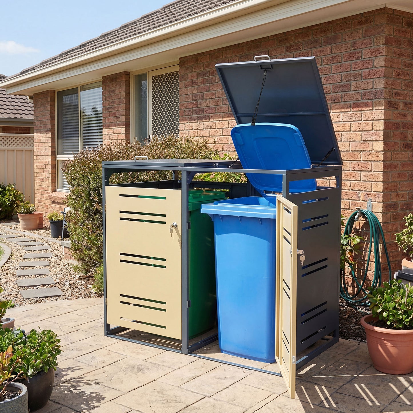 Outdoor Metal Garbage Bin Storage Shed, Yellow Sheds & Outdoor Storage at Gallery Canada