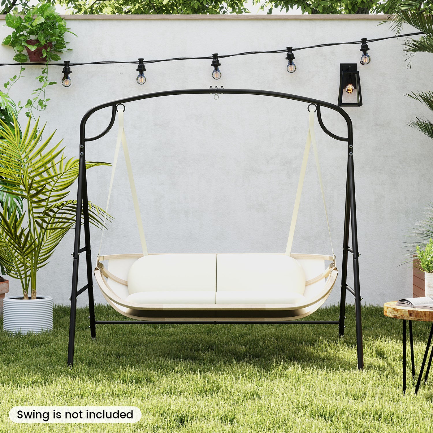 Outdoor Metal Swing Stand, 4 Support Bars, 2 Hanging Ways, Black Porch Swings at Gallery Canada