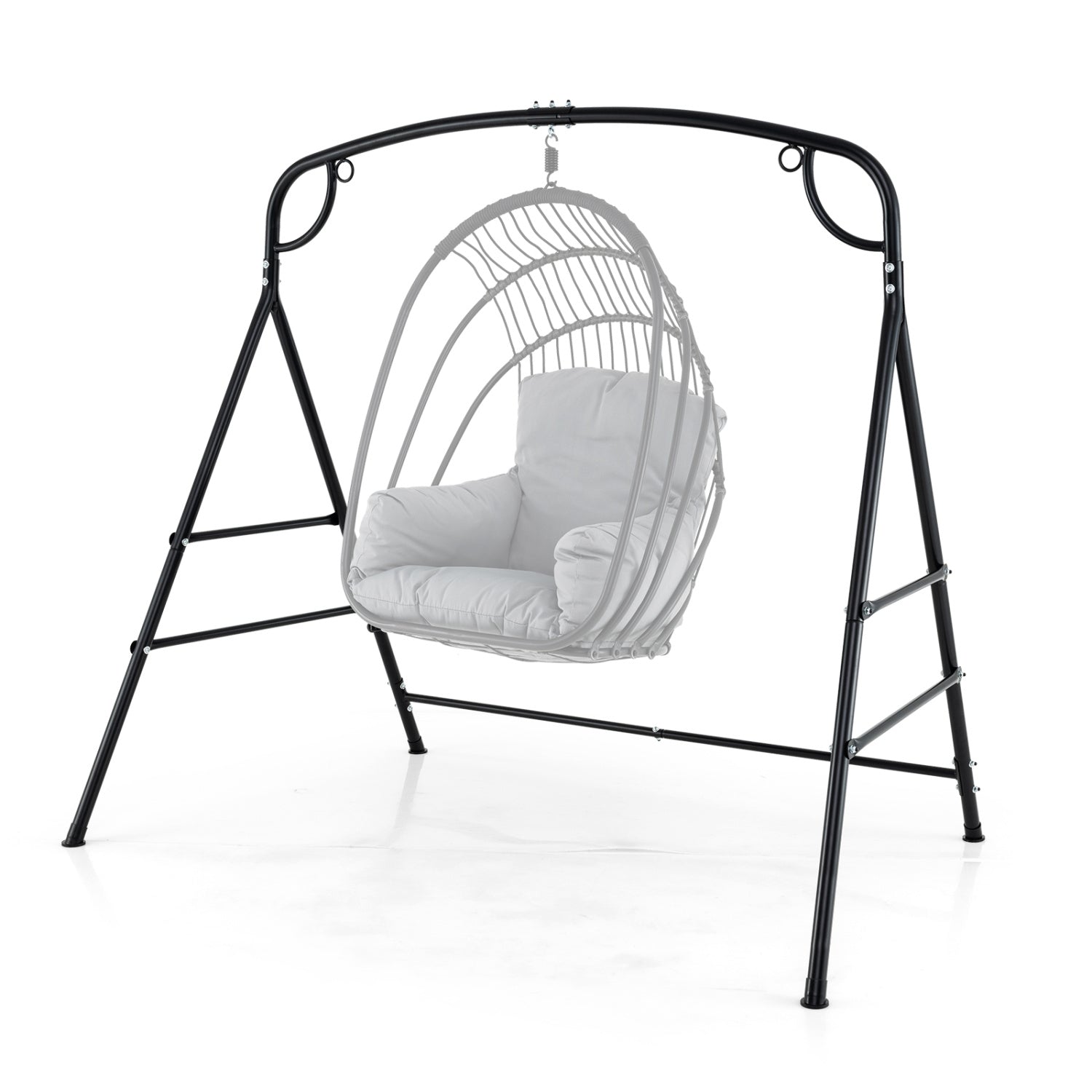 Outdoor Metal Swing Stand, 4 Support Bars, 2 Hanging Ways, Black Porch Swings at Gallery Canada