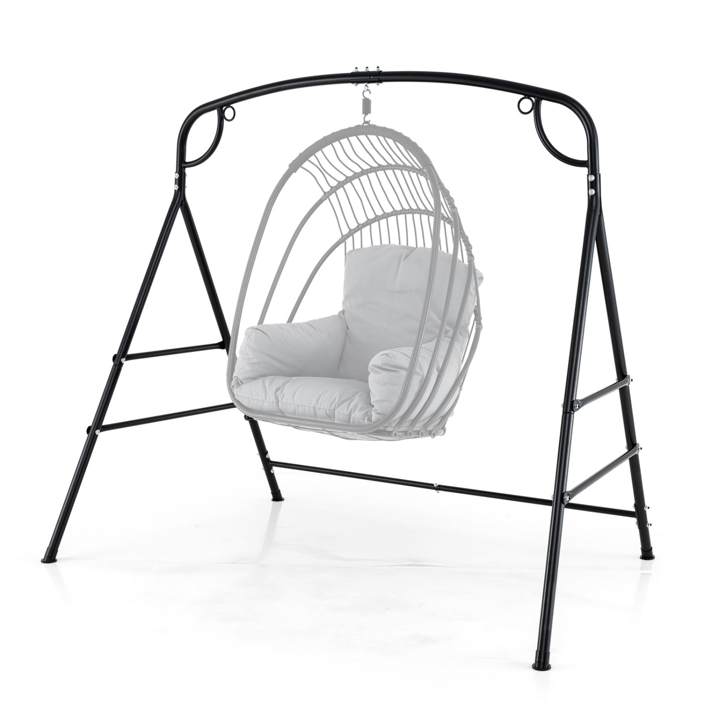 Outdoor Metal Swing Stand, 4 Support Bars, 2 Hanging Ways, Black Porch Swings at Gallery Canada